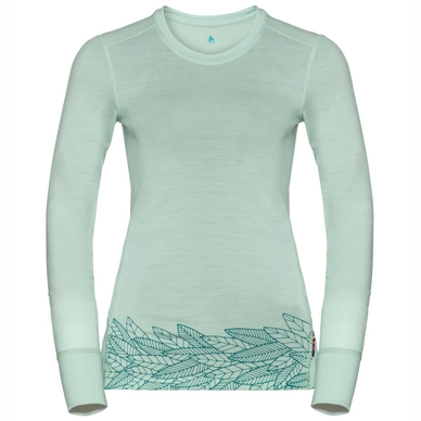 Longsleeve Odlo Top Crew Neck L/S Alliance Surf Spray Leaves On Waist Print SS19 Damen