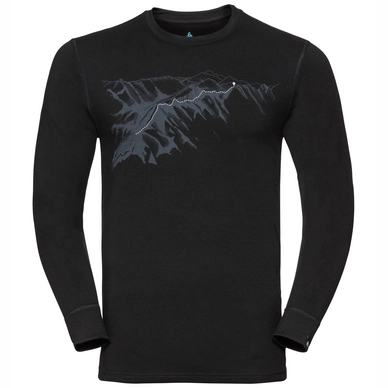 Longsleeve Odlo Top Crew Neck L/S Alliance Schwarz Mountain Print SS19 Herren