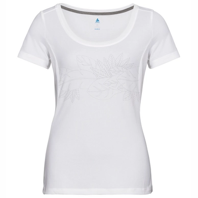 T-Shirt Odlo Top Crew Neck S/S F-Dry Print White Flower Print SS19 Damen