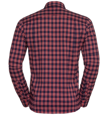 Blouse Odlo Men L/S Burnaby Red Dahlia Chinese Red Peacoat Check