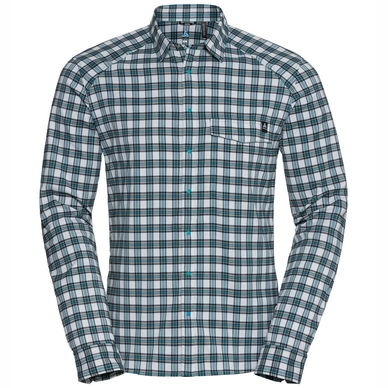 Blouse Odlo Men L/S Burnaby Peacoat Lake Blue Humus Check