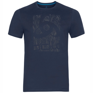 T-Shirt Odlo Top Crew Neck S/S Nikko Logo Diving Navy Placed Print FW18 Herren