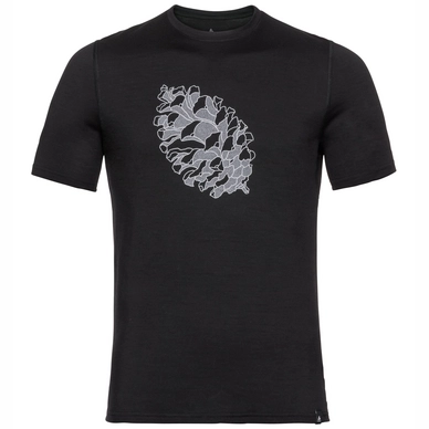 T-Shirt Odlo Top Crew Neck S/S Alliance Black Pine Cone Print FW18 Herren