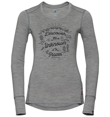 Longsleeve Odlo Women Top Crew Neck L/S Alliance Grey Melange Outdoor Print FW18