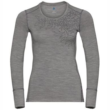 Longsleeve Odlo Top Crew Neck L/S Alliance Grey Melange Branches Print FW18 Damen