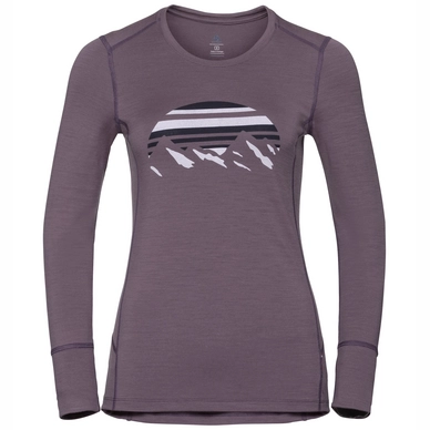 Longsleeve Odlo Top Crew Neck L/S Alliance Vintage Violet Placed Print FW18 Damen