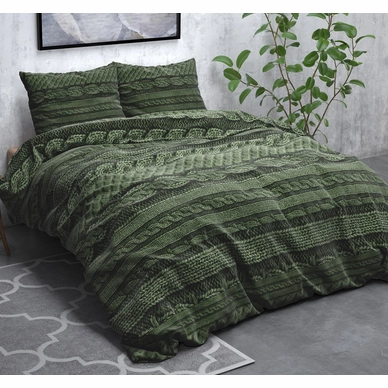 Dekbedovertrek Sleeptime Olive knits Green Flanel