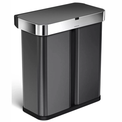 Prullenbak simplehuman Liner Pocket Voice Control Recycler Zwart RVS 58L