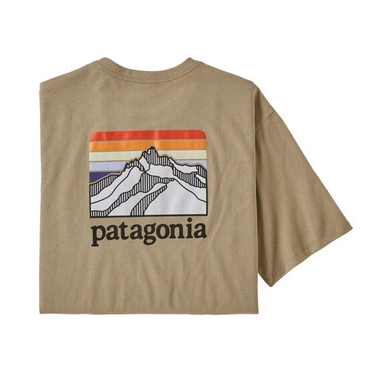 Patagonia Men Line Logo Ridge Pocket Responsibili Tee Classic Tan