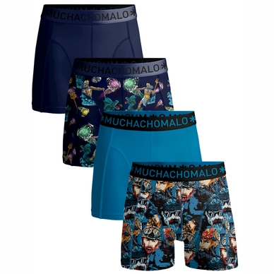 Boxershort Muchachomalo Men shorts Biker Poseidon Print/Print/Blue/Blue (4-pack)