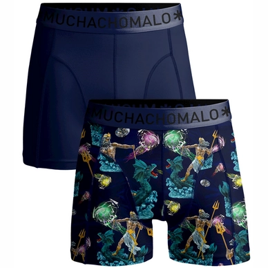 Caleçon Muchachomalo Men shorts Biker Poseidon Bleu Foncé /Print (Lot de 2)