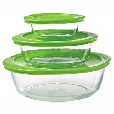 Oven Dish Pyrex Cook & Store Transparent Green 0.35 L / 1.1 L / 2.3 L (3 pc)