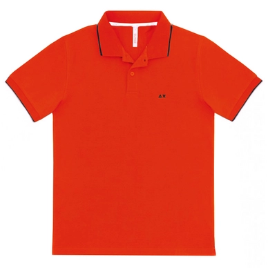 Polo Shirt Sun68 Men Small Stripes Collar Arancione