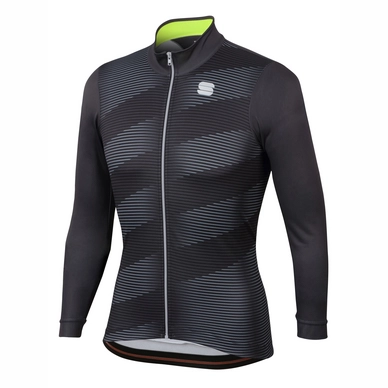 Fietsshirt Sportful Men Moire Thermal Jersey Anthracite Yellow Fluo