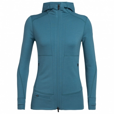 Sweatjacke Icebreaker Quantum II LS Zip Hood Blue Spruce Damen