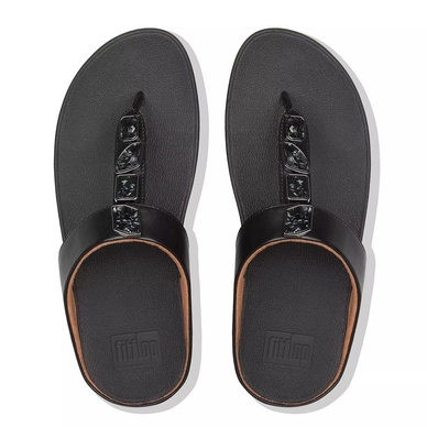 FitFlop Fino™ Shellstone Toe Post Black