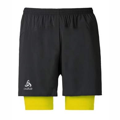Sportbroek Odlo Mens Shorts Kanon Black Safety Yellow