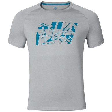 T-Shirt Odlo S/S Crew Neck Raptor Platinum Grey Placed Print Herren