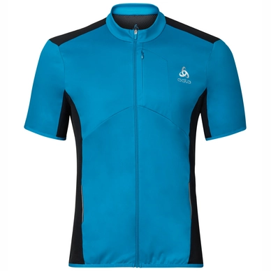 T-shirt Odlo Mens S/S Full Zip Scooby Logic Blue Jewel Black