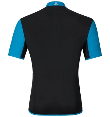 T-shirt Odlo Mens S/S Full Zip Scooby Logic Blue Jewel Black