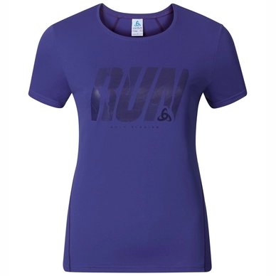 T-shirt Odlo Womens S/S Crew Neck Shaila Print Spectrum Blue Placed Print
