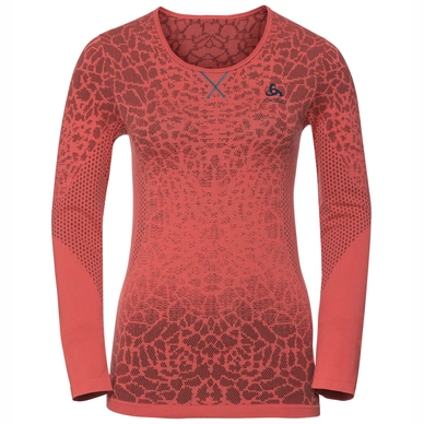 Ondershirt Odlo Women BL Top Crew Neck LS Blackcomb Dubarry Fiery Coral