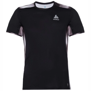 Sportshirt Odlo Men Top Crew Neck S/S Omnius Print Light Odlo Concrete Grey Black Aop FW18