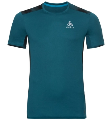 T-Shirt de Sport Odlo Men Top Crew Neck S/S Omnius Print Light Blue Coral