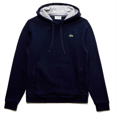 Trui Lacoste Men SH2128 Hooded Sweater Navy Blue Silver Chine
