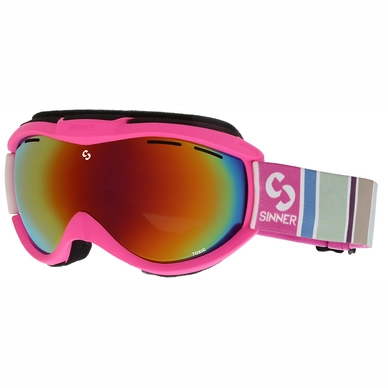 Skibrille Sinner Toxic Matte Knockout Pink Double Red Rev