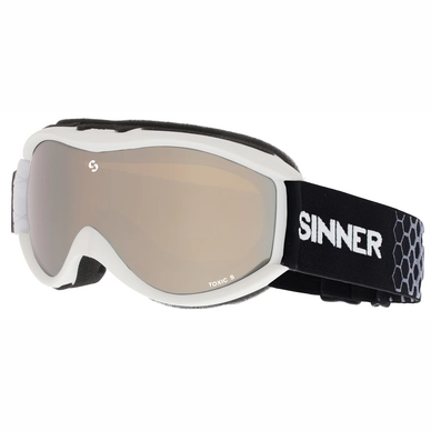 Masque de ski Sinner Toxic S Matte White Double Orange Mirror