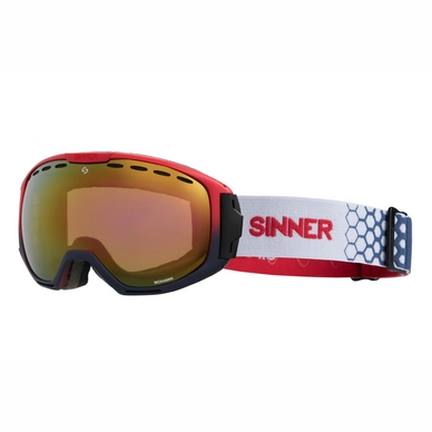 Ski Goggles Sinner Mohawk Matte Red Matte Dark Blue Red Mirror Vent + Orange Vent
