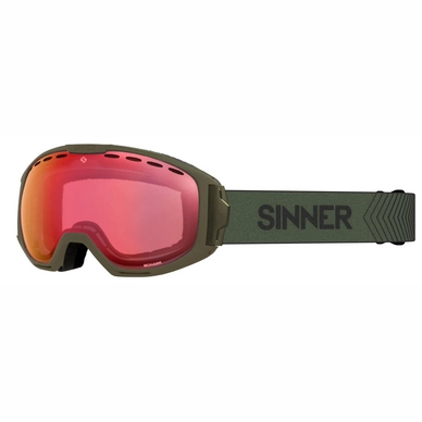 Ski Goggles Sinner Mohawk Matte Green / Red Mirror Vent + Pink