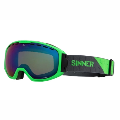 Ski Goggles Sinner Mohawk Matte Neon Green Green Mirror Vent + Orange Vent