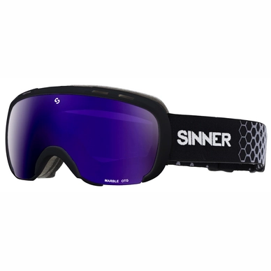 Skibrille Sinner Marble OTG Matte Black Double Blue Mirror