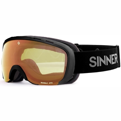 Skibrille Sinner Marble OTG Matte Black Double Full Orange Mirror