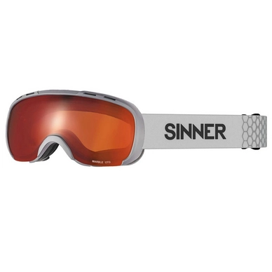 Skibrille Sinner Marble OTG Matte Light Grey Double Full Red Mirror