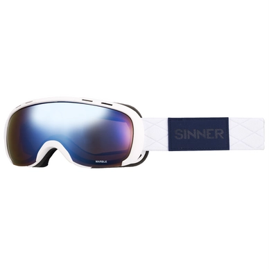 Ski Goggles Sinner Marble OTG Matte White Double Blue Mirror