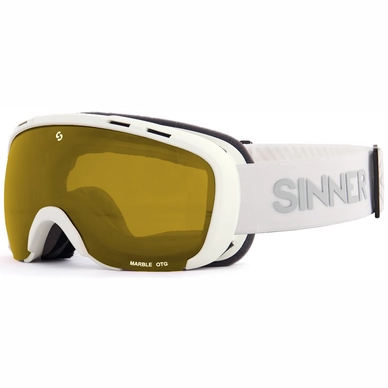 Masque de Ski Sinner Marble OTG Matte White Double Full Gold Mirror