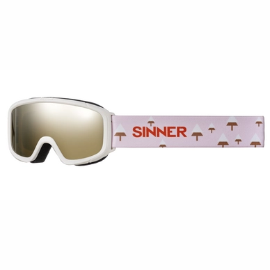Ski Goggles Sinner Duck Mountain Matte White Double Gold Mirror