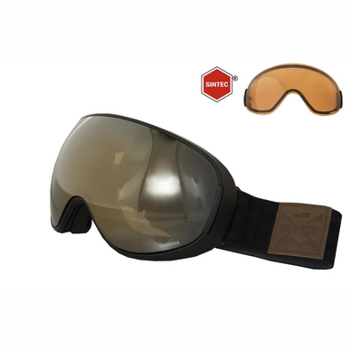 Masque de Ski Sinner Nauders Matte Black Gold Mirror + Sintec Orange