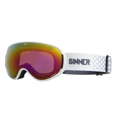 Skibril Sinner Nauders Matte White Red Mirror Vent + Orange Sintec
