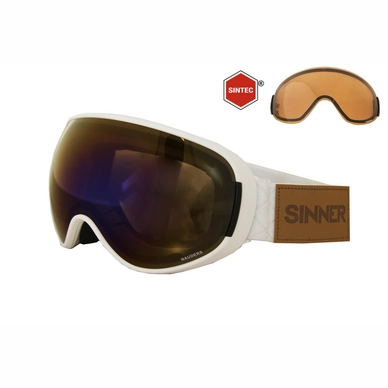 Ski Goggles Sinner Nauders Matte White Blue Mirror + Sintec Orange