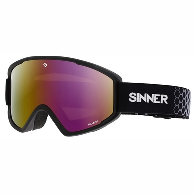 Ski Goggles Sinner Bellevue Matte Black Double Red Mirror