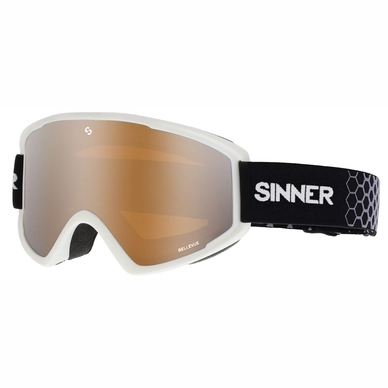 Skibril Sinner Bellevue Matte White Double Orange Mirror