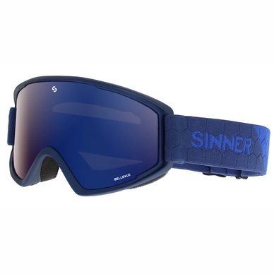 Ski Goggles Sinner Bellevue Met Lic Blue Full Blue Mirror