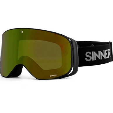 Masque de Ski Sinner Olympia Matte Black Double Full Gold-Green Mirror