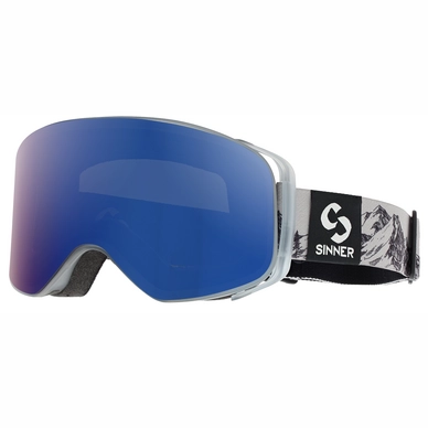 Ski Goggles Sinner Olympia Grey Transparent Full Blue Mirror