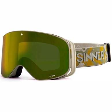 Skibril Sinner Olympia Matte Grey Double Full Gold-Green Mirror