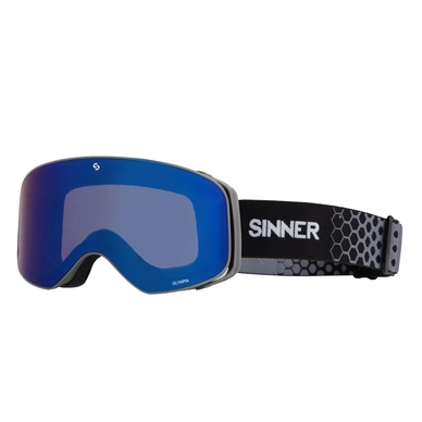 Skibril Sinner Olympia Matte Coolgrey Blue Mirror